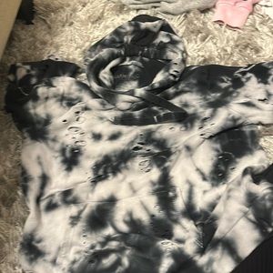 Katie j nyc ripped black and grey hooded sweatshirt xl